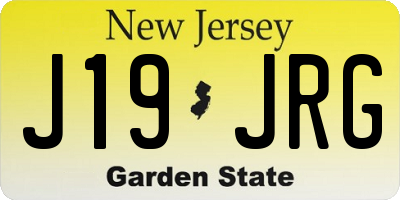 NJ license plate J19JRG