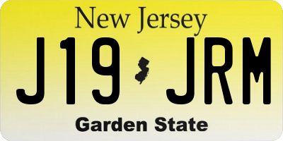 NJ license plate J19JRM