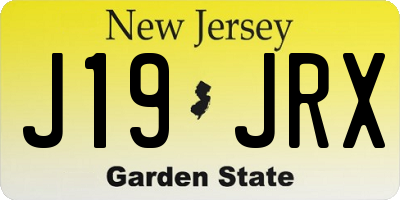 NJ license plate J19JRX