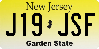 NJ license plate J19JSF