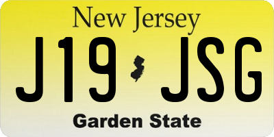 NJ license plate J19JSG