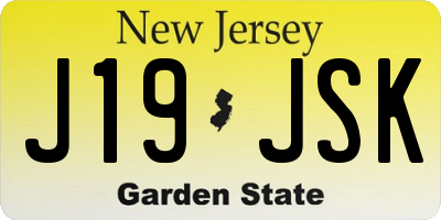 NJ license plate J19JSK