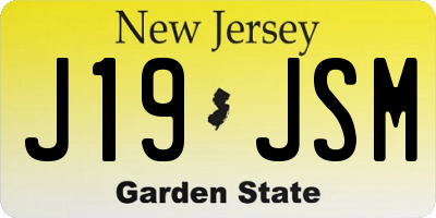 NJ license plate J19JSM