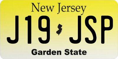 NJ license plate J19JSP