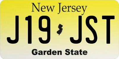 NJ license plate J19JST