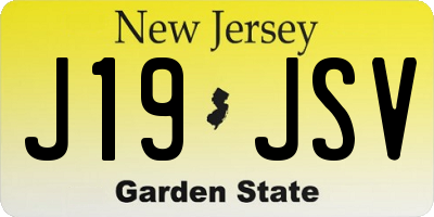 NJ license plate J19JSV