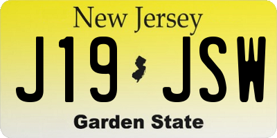 NJ license plate J19JSW