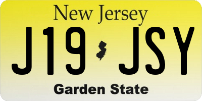 NJ license plate J19JSY