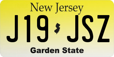 NJ license plate J19JSZ