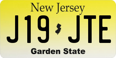 NJ license plate J19JTE