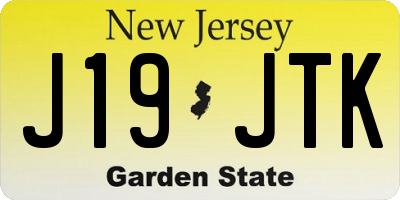 NJ license plate J19JTK