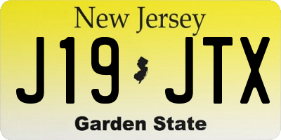NJ license plate J19JTX