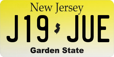 NJ license plate J19JUE
