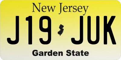 NJ license plate J19JUK