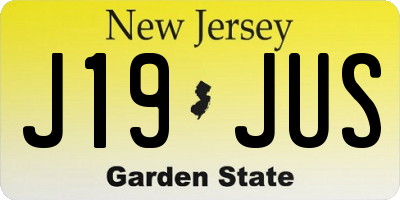NJ license plate J19JUS