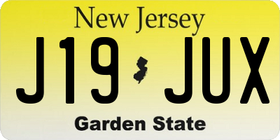 NJ license plate J19JUX