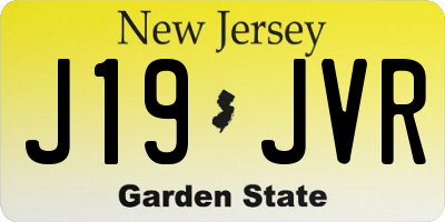 NJ license plate J19JVR