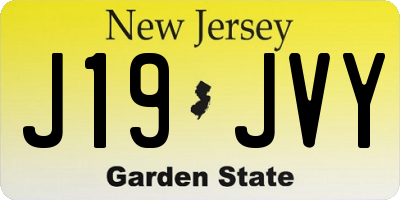 NJ license plate J19JVY
