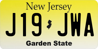 NJ license plate J19JWA