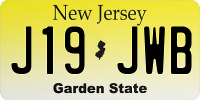 NJ license plate J19JWB