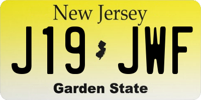 NJ license plate J19JWF