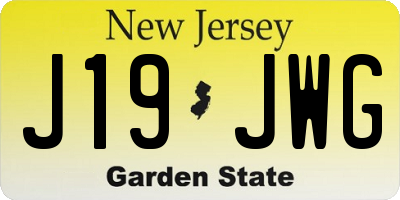 NJ license plate J19JWG