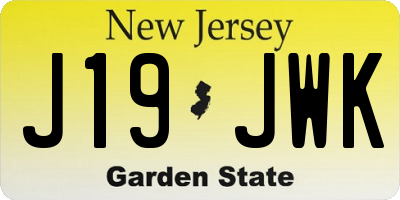NJ license plate J19JWK