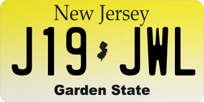NJ license plate J19JWL