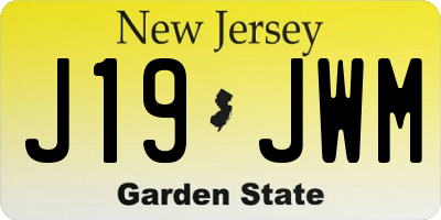NJ license plate J19JWM