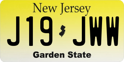 NJ license plate J19JWW