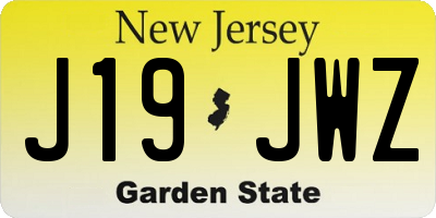 NJ license plate J19JWZ