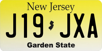 NJ license plate J19JXA