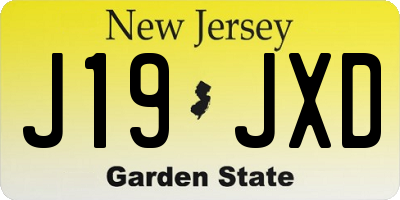 NJ license plate J19JXD