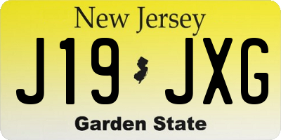 NJ license plate J19JXG