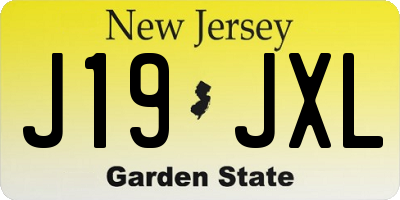 NJ license plate J19JXL