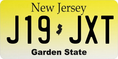 NJ license plate J19JXT