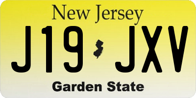 NJ license plate J19JXV