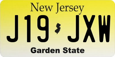 NJ license plate J19JXW