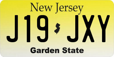 NJ license plate J19JXY
