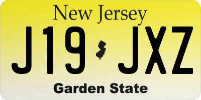 NJ license plate J19JXZ