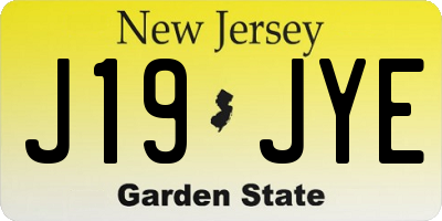 NJ license plate J19JYE