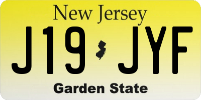 NJ license plate J19JYF