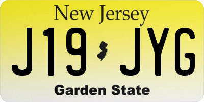NJ license plate J19JYG