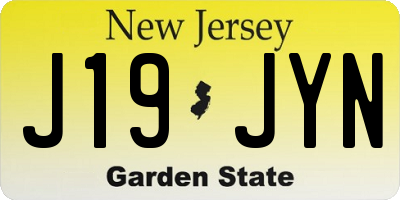 NJ license plate J19JYN