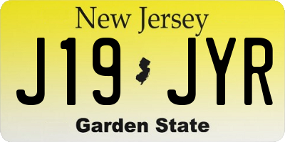 NJ license plate J19JYR