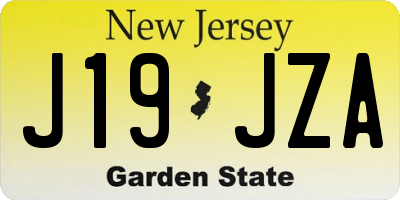 NJ license plate J19JZA