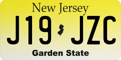 NJ license plate J19JZC