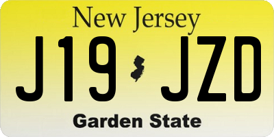 NJ license plate J19JZD