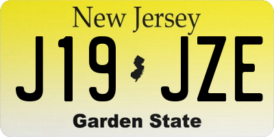 NJ license plate J19JZE