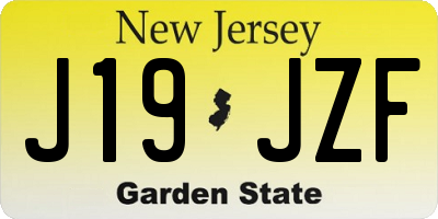 NJ license plate J19JZF